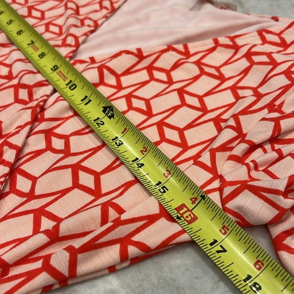 Stitch Fix 41 Hawthorn | Faux Wrap Dress | Pink Red Renesme Geo | Medium - Picture 7 of 11